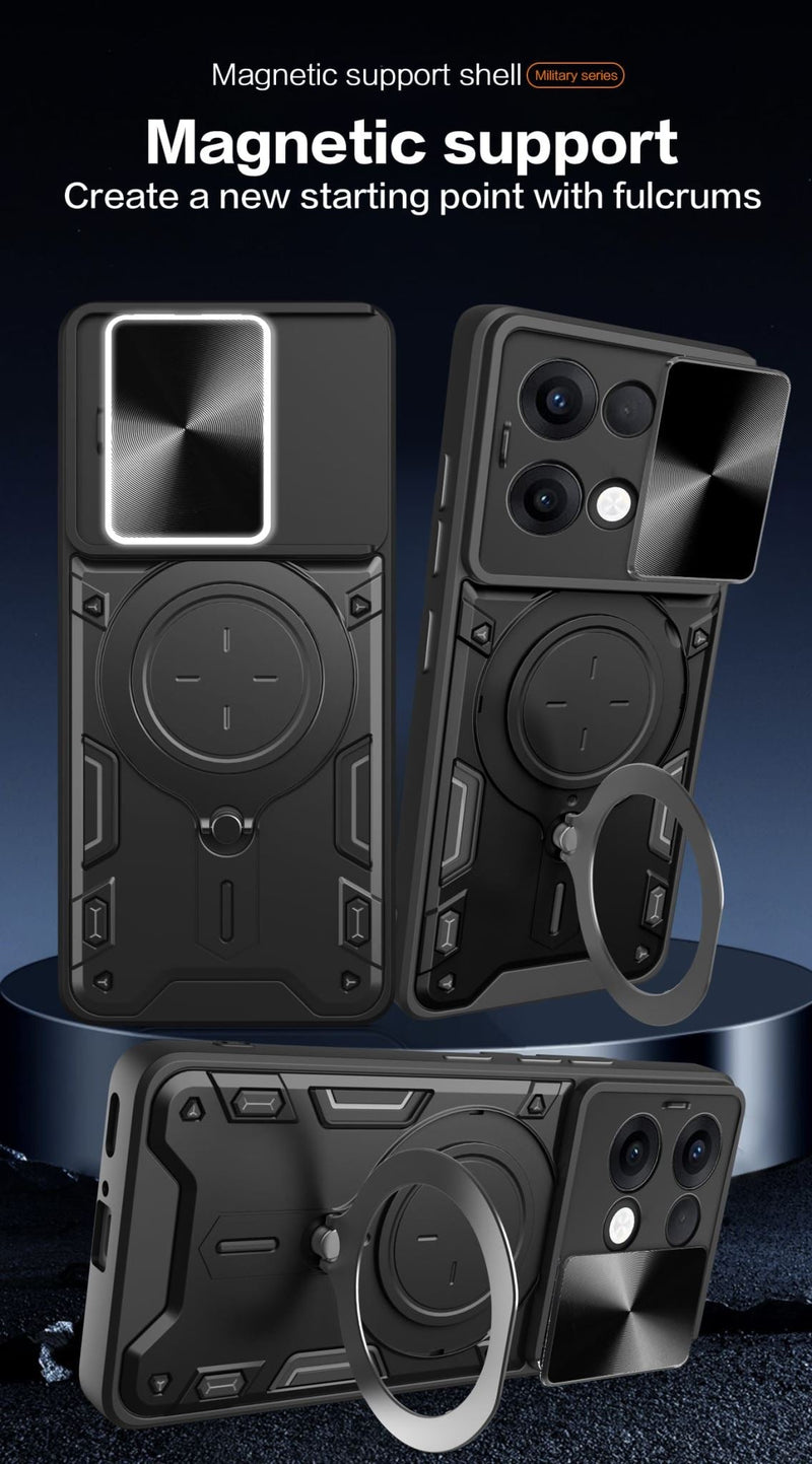 OPPO Reno 13 5G  Ring Kickstand Case w/ Camera Cover [Purple]