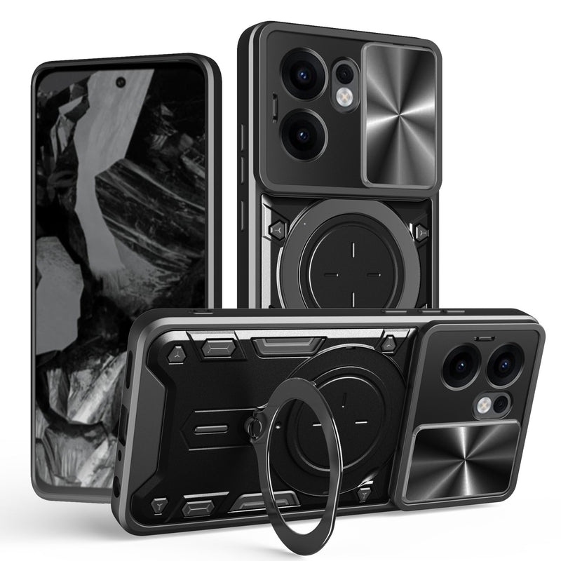 OPPO Reno 13F 5G  Ring Kickstand Case w/ Camera Cover [Black]