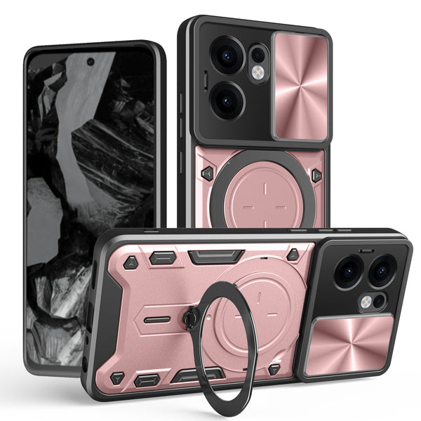 OPPO Reno 13F 5G  Ring Kickstand Case w/ Camera Cover [Rose Gold]