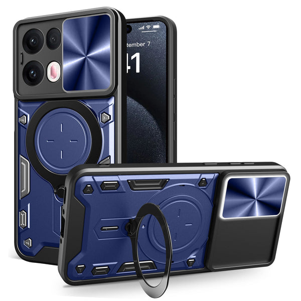 OPPO Reno 13Pro 5G  Ring Kickstand Case w/ Camera Cover [Navy]