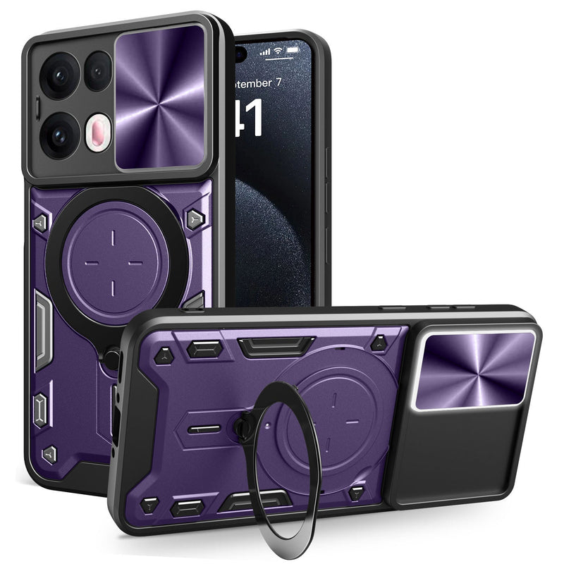 OPPO Reno 13Pro 5G  Ring Kickstand Case w/ Camera Cover [Purple]