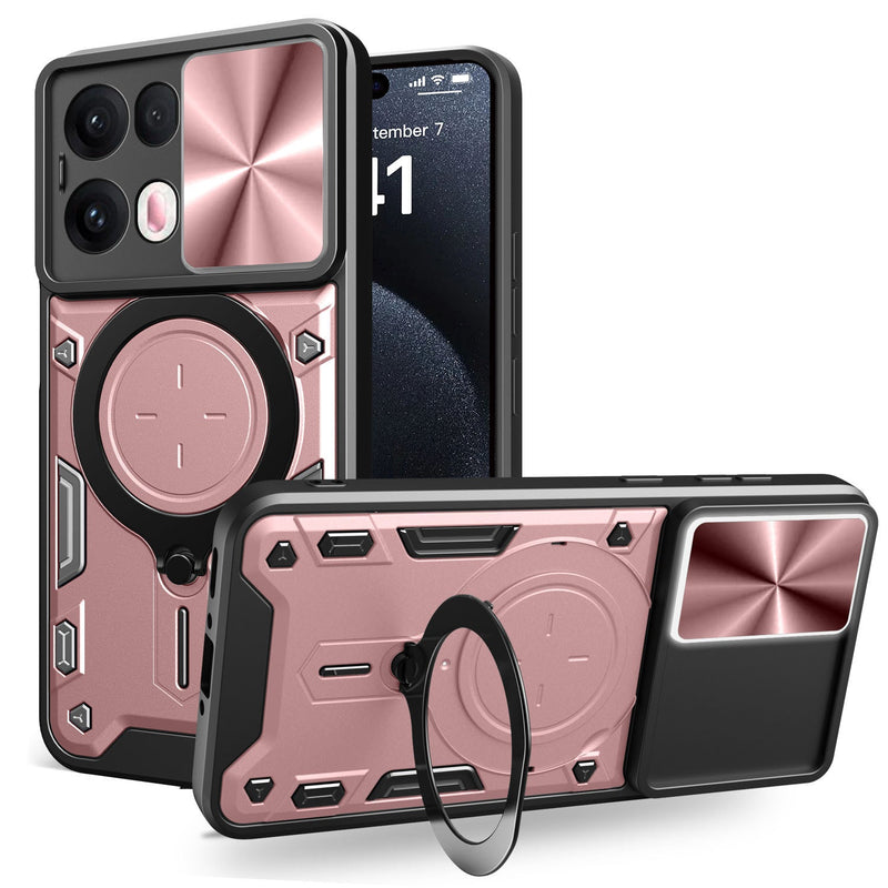 OPPO Reno 13Pro 5G  Ring Kickstand Case w/ Camera Cover [Rose Gold]