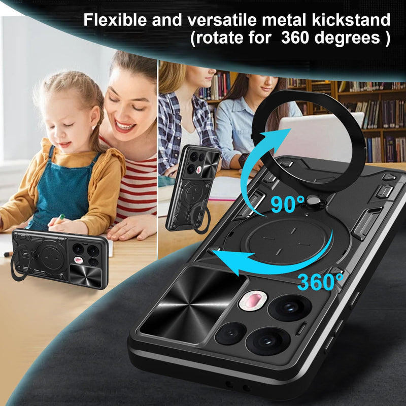 OPPO Reno 13Pro 5G  Ring Kickstand Case w/ Camera Cover [Navy]