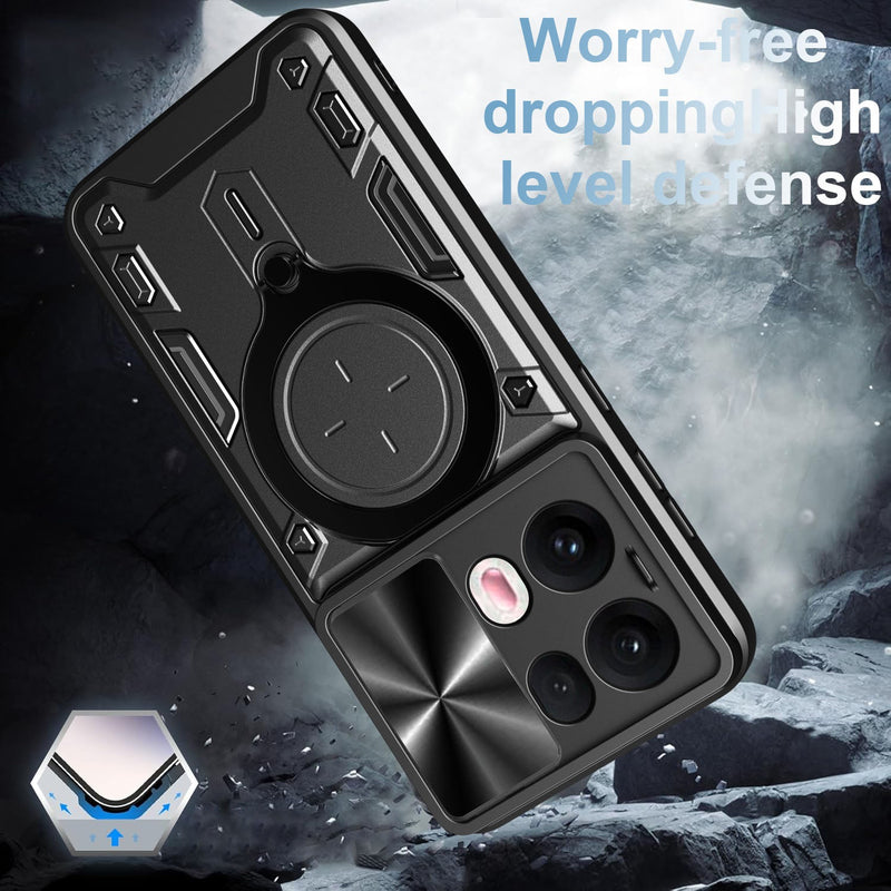 OPPO Reno 13Pro 5G  Ring Kickstand Case w/ Camera Cover [Black]
