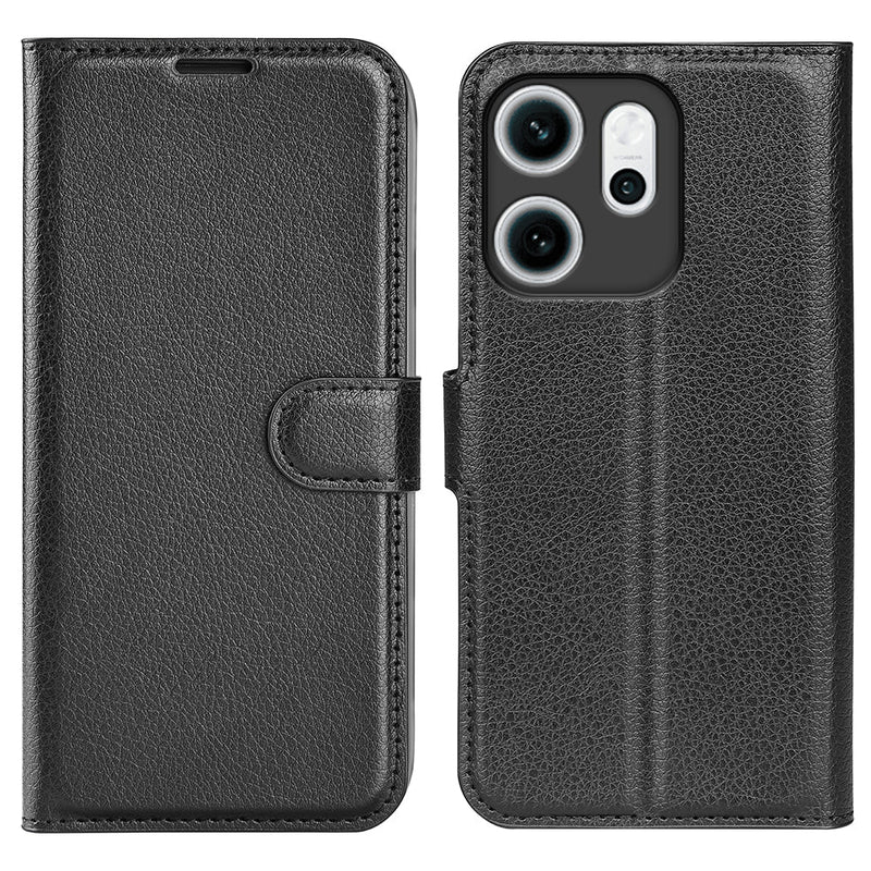 OPPO Reno14 F PU Wallet Case [Black]
