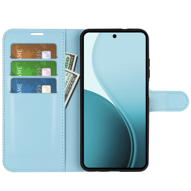 OPPO Reno14 F PU Wallet Case [LightBlue]