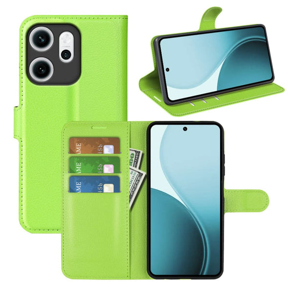 OPPO Reno14 F PU Wallet Case [Green] - OPPO Reno 14 F 5G