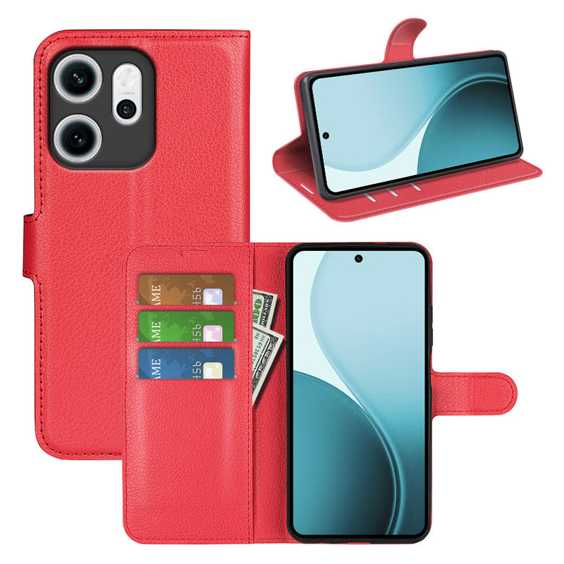 OPPO Reno14 F PU Wallet Case [Red]