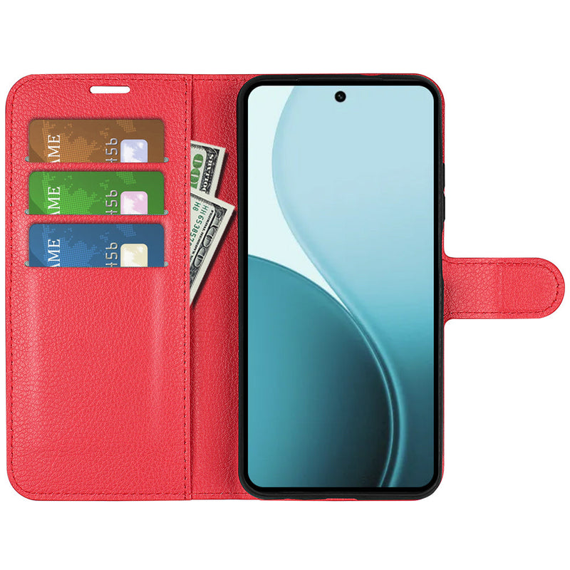 OPPO Reno14 F PU Wallet Case [Red]