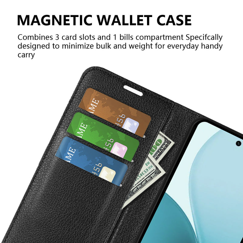OPPO Reno14 F PU Wallet Case [Black]