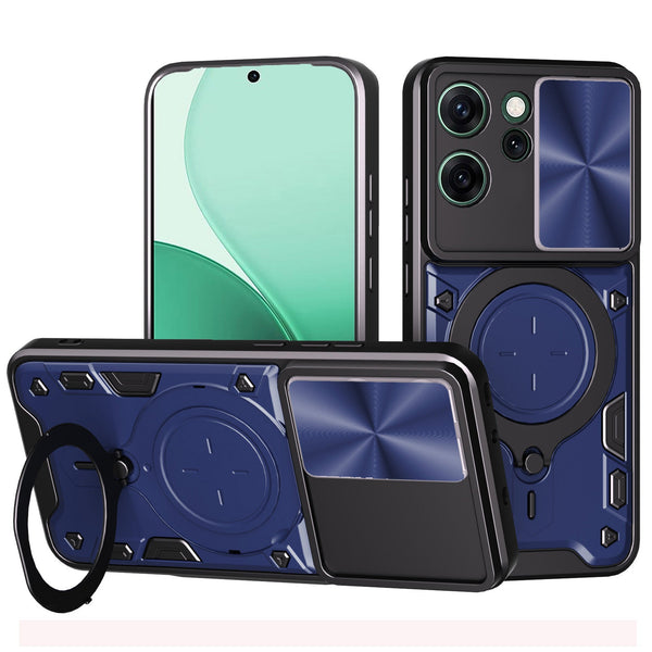 OPPO Reno14 F 5G Ring Kickstand Case w/ Camera Cover [Navy]
