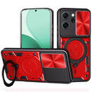 OPPO Reno14 F 5G Ring Kickstand Case w/ Camera Cover [Red]