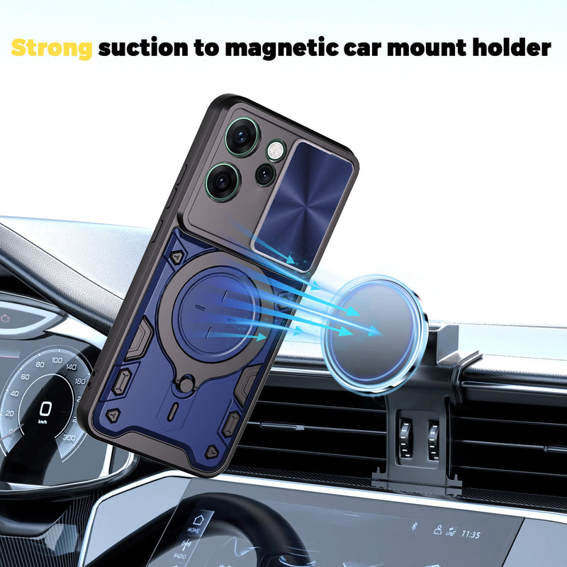 OPPO Reno14 F 5G Ring Kickstand Case w/ Camera Cover [Purple]