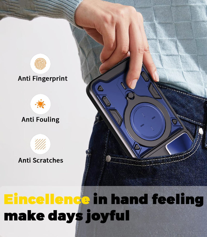 OPPO Reno14 F 5G Ring Kickstand Case w/ Camera Cover [Navy]