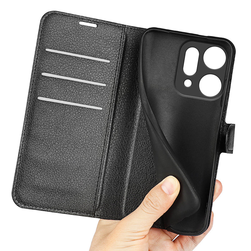 OPPO Reno14 Pro PU Wallet Case [Black]