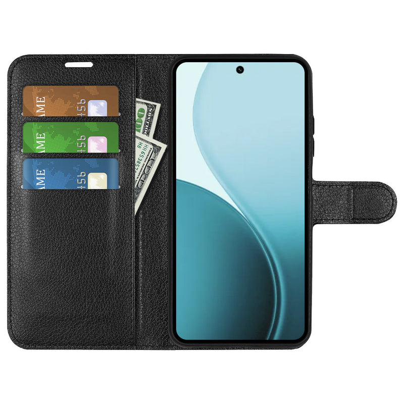 OPPO Reno14 Pro PU Wallet Case [Black]