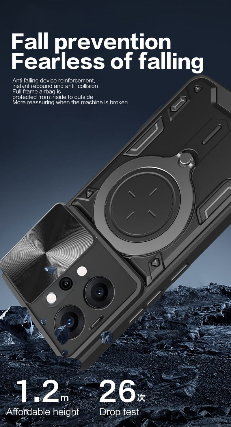 OPPO Reno14 Pro 5G 4G Ring Kickstand Case w/ Camera Cover [Purple]