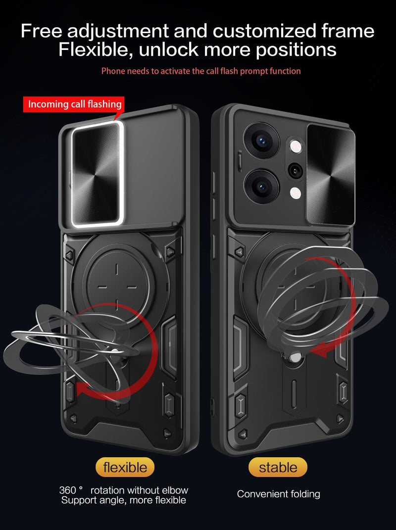 OPPO Reno14 Pro 5G 4G Ring Kickstand Case w/ Camera Cover [Red]