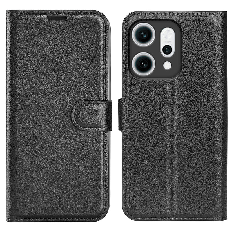 OPPO Reno14 PU Wallet Case [Black]