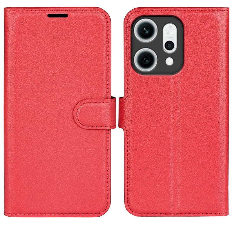 OPPO Reno14 PU Wallet Case [Red]