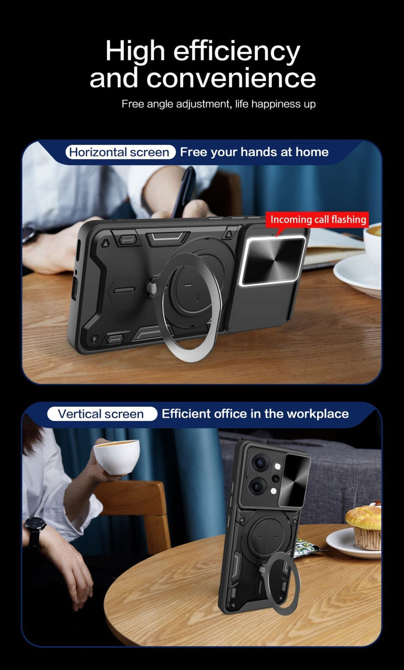 OPPO Reno14 5G Ring Kickstand Case w/ Camera Cover [Purple]