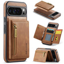 DG.MING Detachable Magnetic Wallet Case with Zipper Pocket for Pixel 10 ProXL [Brown]