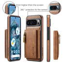 DG.MING Detachable Magnetic Wallet Case with Zipper Pocket for Pixel 10 ProXL [Brown]