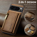 DG.MING Detachable Magnetic Wallet Case with Zipper Pocket for Pixel 10 ProXL [Brown]