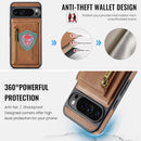 DG.MING Detachable Magnetic Wallet Case with Zipper Pocket for Pixel 10 ProXL [Brown]