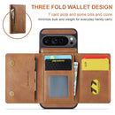 DG.MING Detachable Magnetic Wallet Case with Zipper Pocket for Pixel 10 ProXL [Brown]