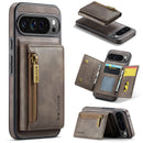 DG.MING Detachable Magnetic Wallet Case with Zipper Pocket for Pixel 10 ProXL [Coffee]