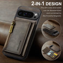 DG.MING Detachable Magnetic Wallet Case with Zipper Pocket for Pixel 10 ProXL [Coffee]