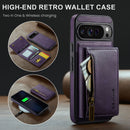 DG.MING Detachable Magnetic Wallet Case with Zipper Pocket for Pixel 10 ProXL [Purple]