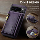 DG.MING Detachable Magnetic Wallet Case with Zipper Pocket for Pixel 10 ProXL [Purple]
