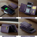 DG.MING Detachable Magnetic Wallet Case with Zipper Pocket for Pixel 10 ProXL [Purple]