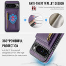 DG.MING Detachable Magnetic Wallet Case with Zipper Pocket for Pixel 10 ProXL [Purple]