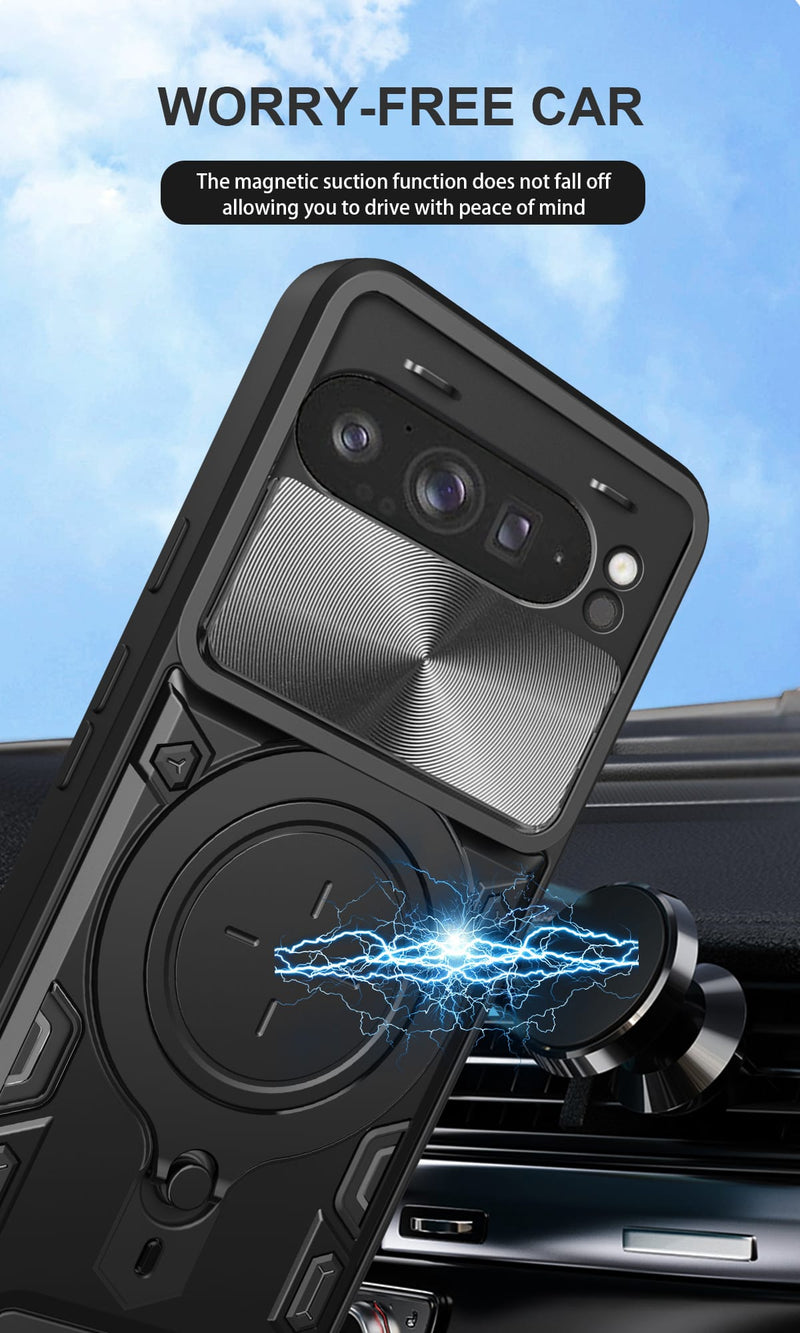 Google Pixel 10 Pro XL Ring Kickstand Case w/ Camera Cover [Purple]