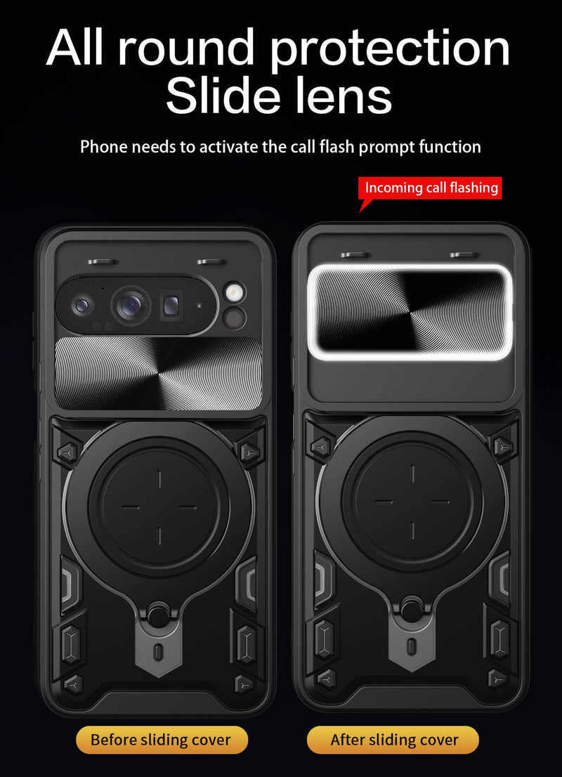 Google Pixel 10 Pro XL Ring Kickstand Case w/ Camera Cover [Black]