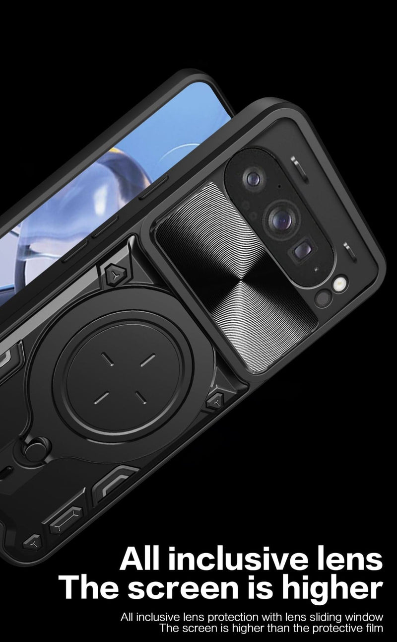 Google Pixel 10 Pro XL Ring Kickstand Case w/ Camera Cover [Black]