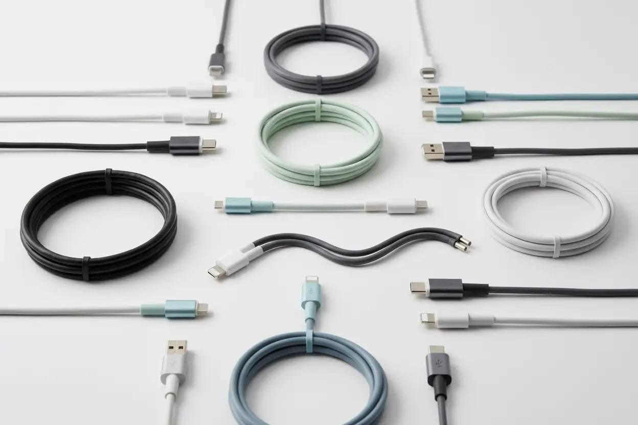 provide me an image showing phone charging cables