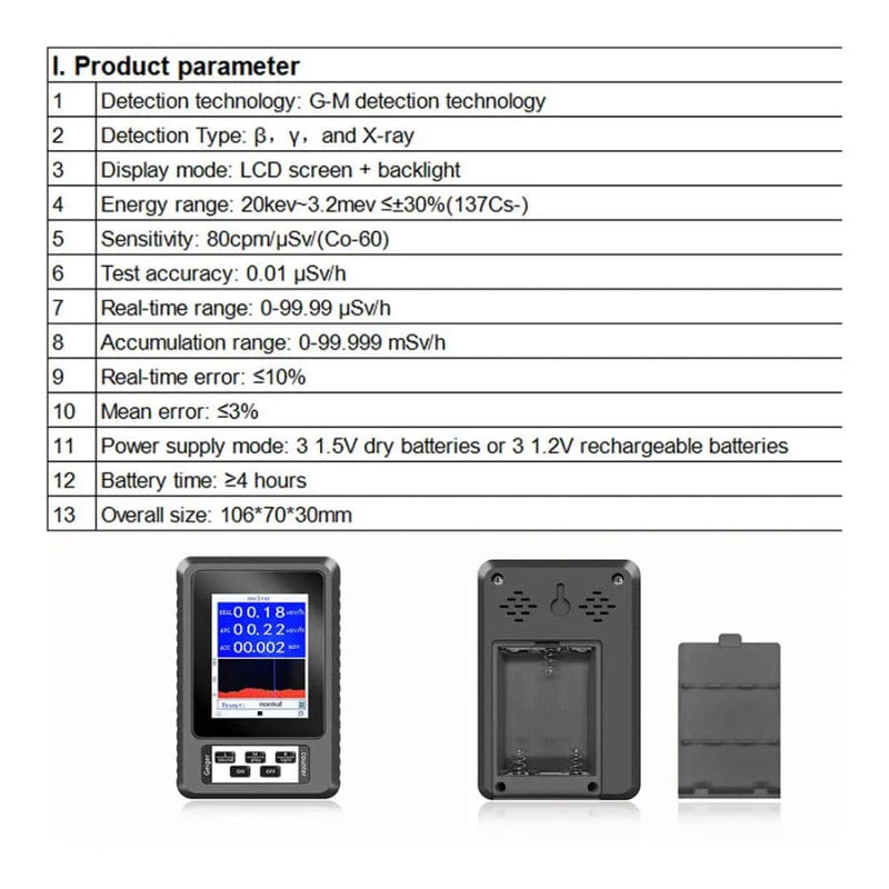Radiation Detector Geiger Counter Real time Mean Cumulative