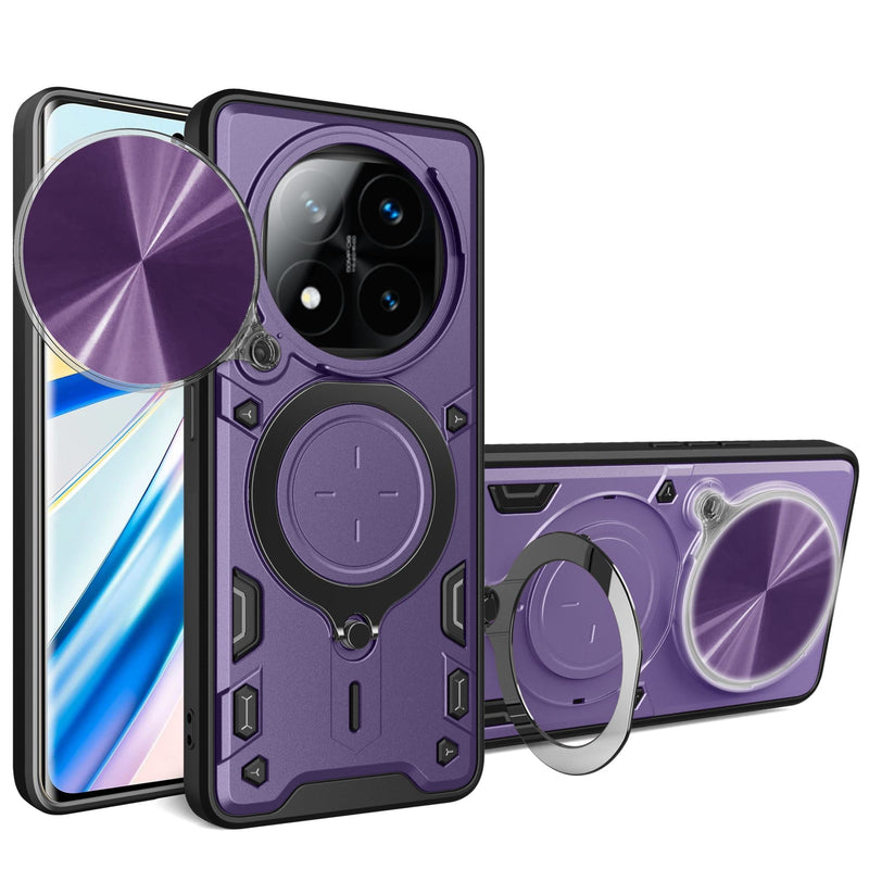 Xiaomi Redmi Note 14 Pro Plus 5G Ring Kickstand Case w/ Camera Cover [Purple]