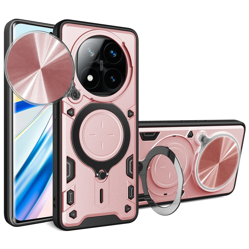 Xiaomi Redmi Note 14 Pro Plus 5G Ring Kickstand Case w/ Camera Cover [Rose Gold]