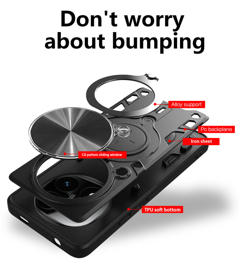 Xiaomi Redmi Note 14 Pro Plus 5G Ring Kickstand Case w/ Camera Cover [Black]