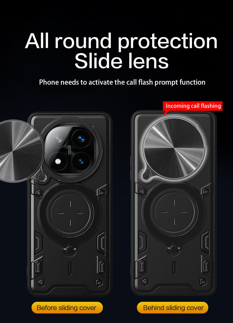 Xiaomi Redmi Note 14 Pro Plus 5G Ring Kickstand Case w/ Camera Cover [Black]