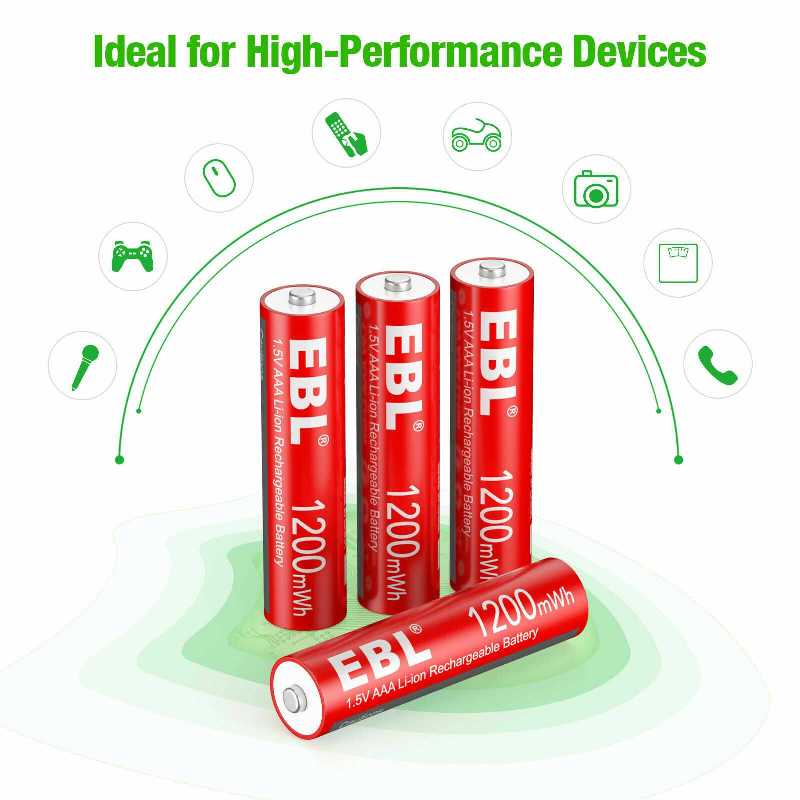 4 Pack 1.5V 1200mWh Rechargeable Lithium Li-ion AAA