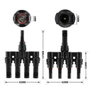 1 Pair MC4 4 to 1 T-Branch M/F Connectors for Solar Panel Cable Combiner IP67 PV