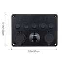 5 Gang ON-OFF Toggle Switch Control Panel 2 USB Charger 12V for Car