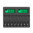8 Slot Smart Battery Charger for AA/AAA Rechargeable Batteries LCD Display
