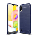Samsung A01 Carbon Fibre TPU Case Slim Shockproof Cover